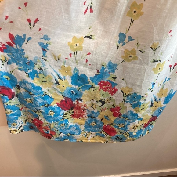 LINA TOMEI Sz L 100% Linen Floral Adjustable Straps Dress Made in  Italy - Picture 4 of 13